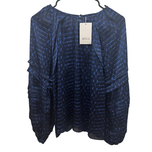Misa Los Angeles Victoire Shibori Dyed Puff-Sleeve Top Size Small - Picture 2 of 8